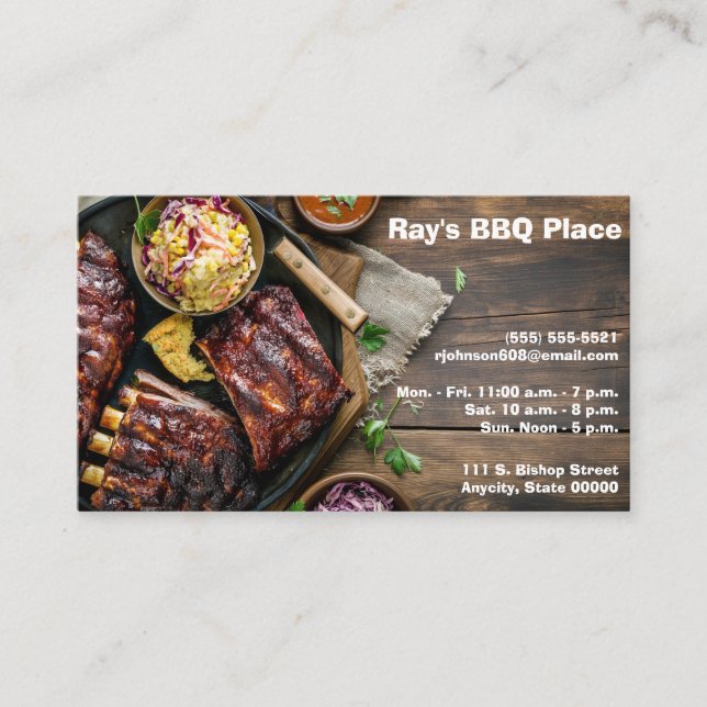 Carte De Visite côtes barbecues avec espace de texte et de colesla (Devant)