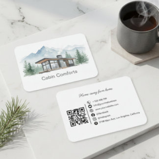 Carte De Visite Cottage Mountain Cabin Rental QR Code 