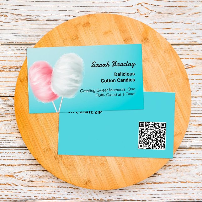 Carte De Visite Cotton Candies Custom QR (Cotton Candies Custom QR Business Cards)