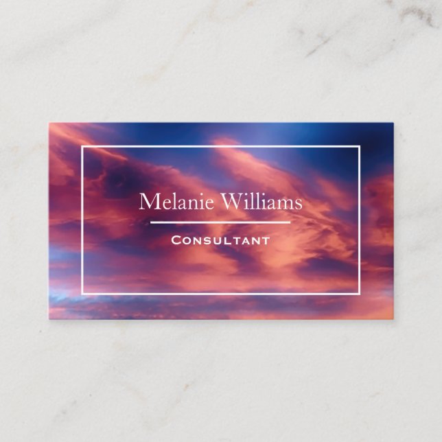 Carte De Visite Coucher de soleil nuages Sky Élégant cadre (Devant)