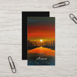 Carte De Visite Coucher de soleil sur le lac Canyon, peinture d'Al
