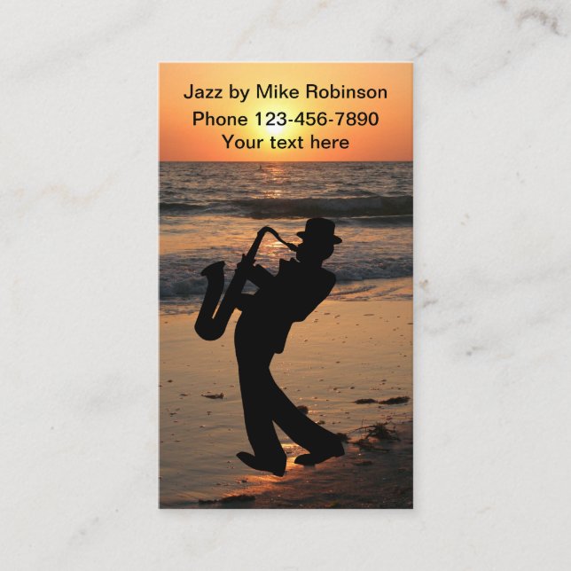 Carte De Visite Coucher de soleil tropical du musicien de jazz (Devant)