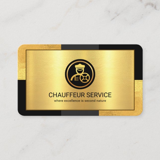 Carte De Visite Couches d'or gris créatif et élégant conduisant (Devant)