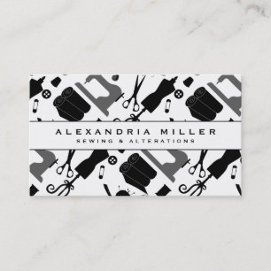 Carte De Visite Coudre Motif Seamstress   Blanc noir et gris