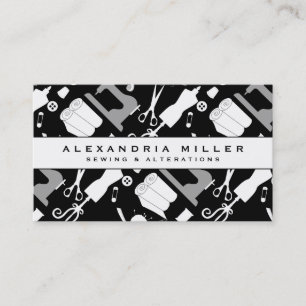 Carte De Visite Coudre Motif Seamstress Noir et blanc
