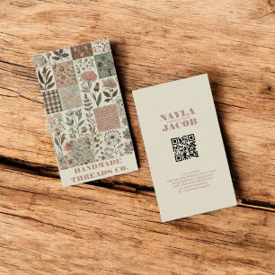 Carte De Visite Couette rose verte et habillement artisanal en éca