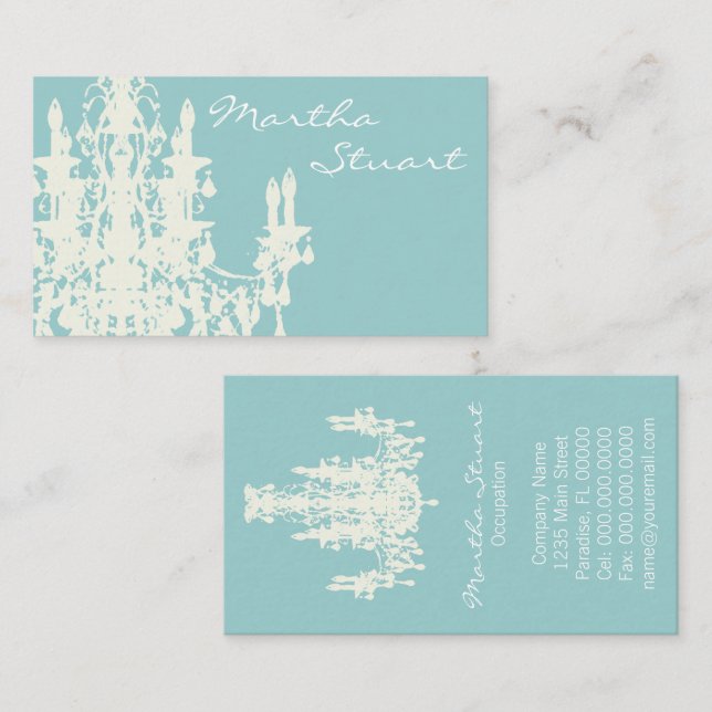 Carte De Visite COULEUR de lustre de Cocos/PAPIER/OPTIONS de FORME (Devant / Derrière)