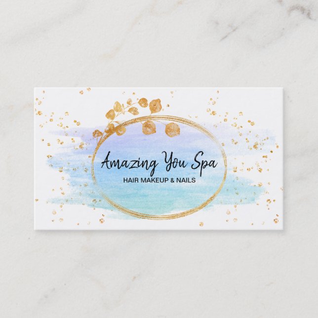 Carte De Visite *~* Couleur d'eau arc-en-ciel Fille Gold (Devant)