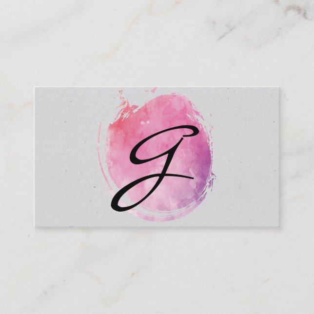 Carte De Visite Couleur d'eau rose Monogramme Texte fantaisie (Devant)
