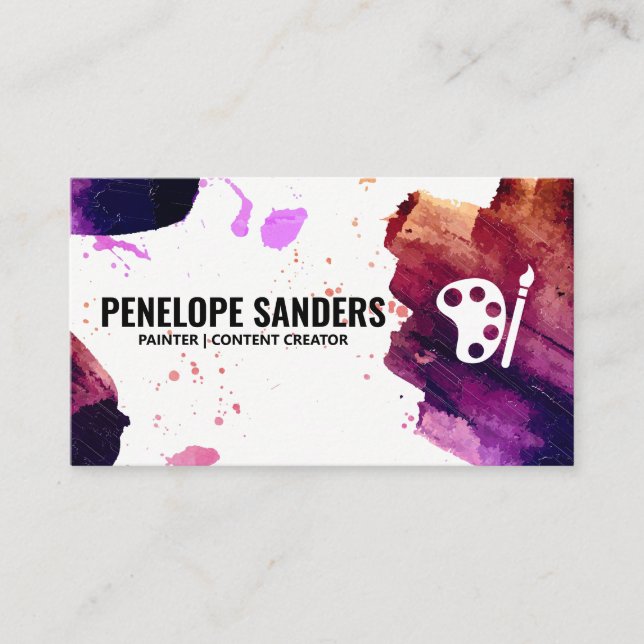Carte De Visite Couleur expressive brossée | Artiste (Devant)
