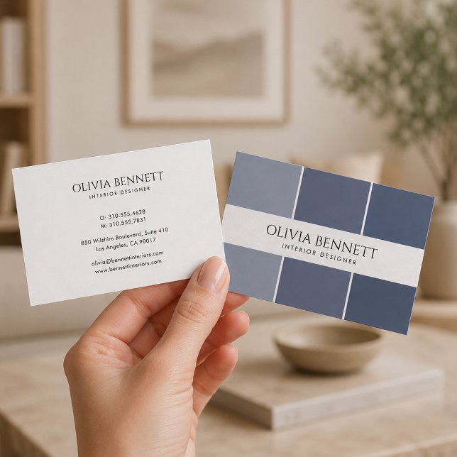 Carte De Visite Couleur grise éditable, designer d'intérieur moder (Editable Grey Color, Modern Interior Designer Business Card)