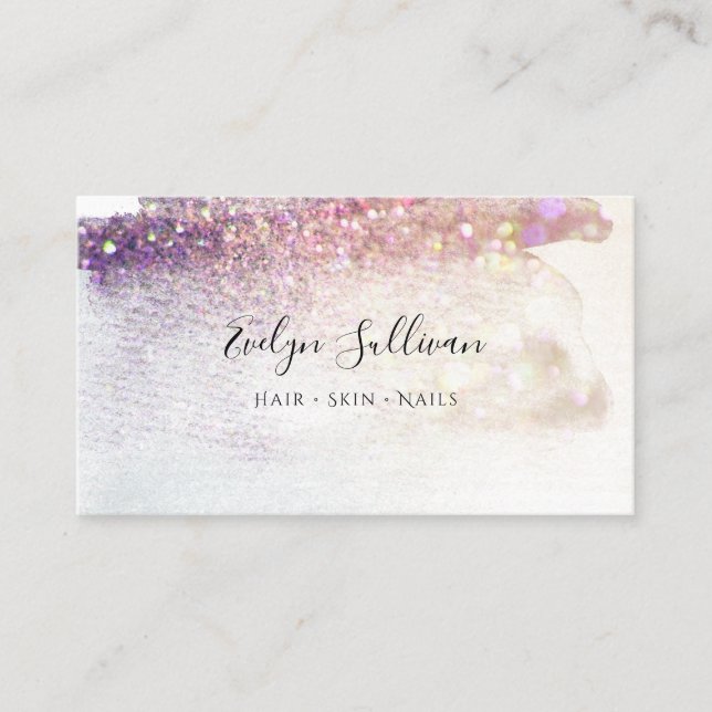 carte de visite couleur parties scintillant violet (Devant)