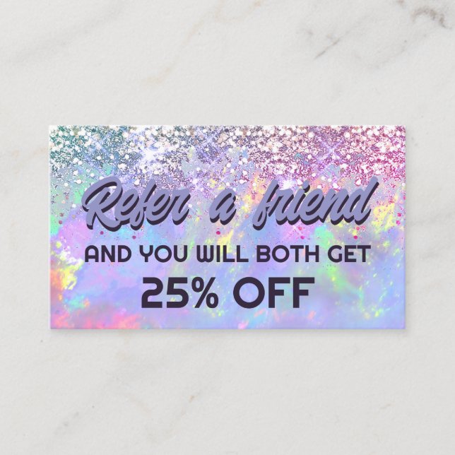 Carte De Visite couleur pastel fausse parties scintillant opale ca (Devant)