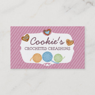 Carte De Visite Couleur personnalisée Coeurs cookies fil tricot c