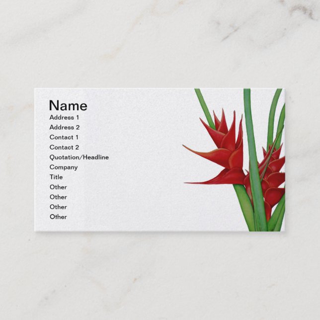 Carte De Visite Couleur pour aquarelle rouge de Heliconia (Devant)