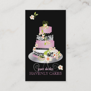 Carte De Visite Couleur rose du gâteau de mariage de fondant de