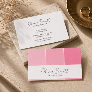 Carte De Visite Couleur rose éditable, designer d'intérieur modern