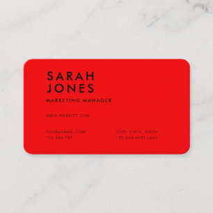 Carte De Visite Couleur rouge néon moderne