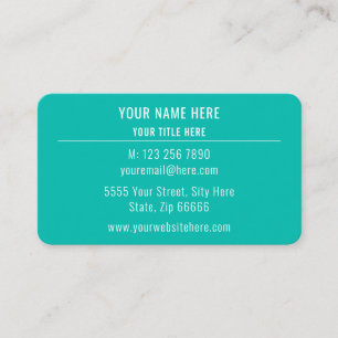 Carte De Visite Couleur turquoise élégante du logo personnalisé