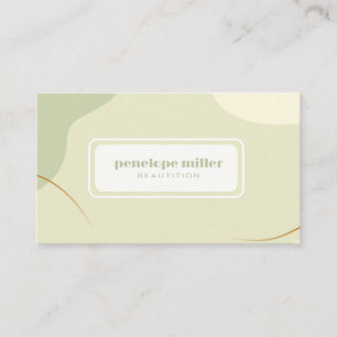 Carte De Visite Couleurs apaisantes de beige et vert Beauticien