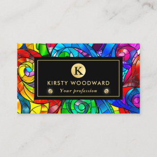 Carte De Visite Couleurs arc-en-ciel Motif en verre tendu