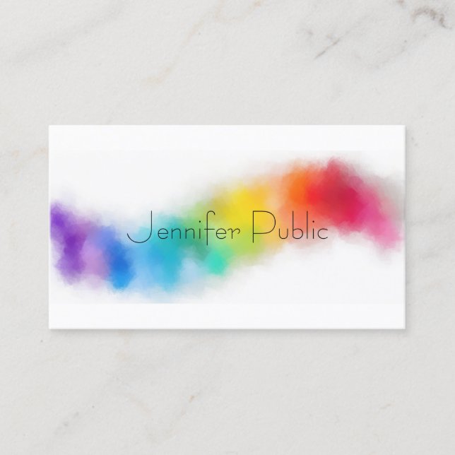 Carte De Visite Couleurs arc-en-ciel personnalisées Modèle élégant (Devant)