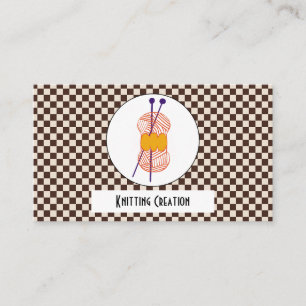 Carte De Visite Couleurs café Brown Chèques beige Motif & Knitti