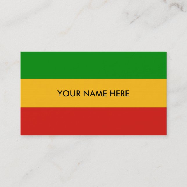 Carte De Visite COULEURS DE DRAPEAU DE RASTAFARI + votre texte (Devant)