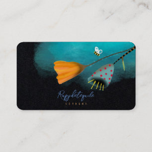 Carte De Visite Couleurs d'eau noir et bleu dégradé d'aquarelle