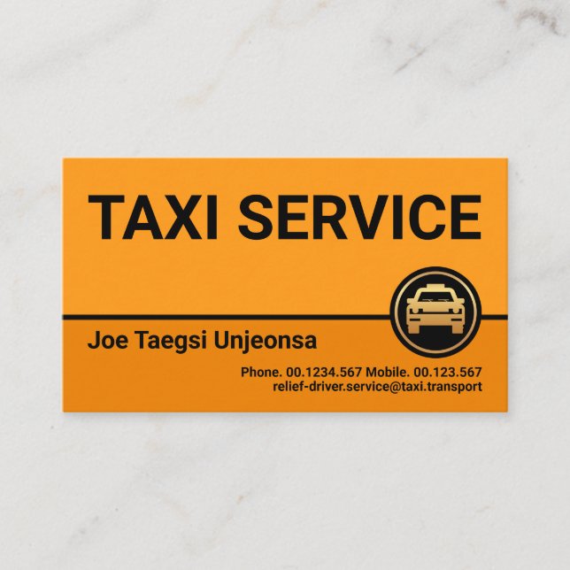 Carte De Visite Couleurs élégantes de Taxi Jaune Professionnel (Devant)