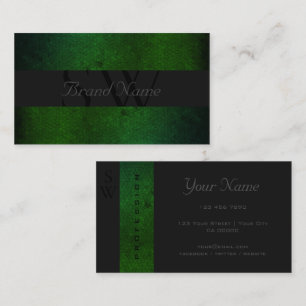 Carte De Visite Couleurs élégantes noir gris foncé vert avec initi