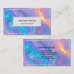 Carte De Visite Couleurs néon élégantes gemme opale iridescente 