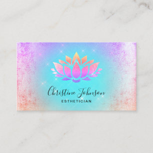 Carte De Visite couleurs pastel turquoise logo arrière - plan lotu