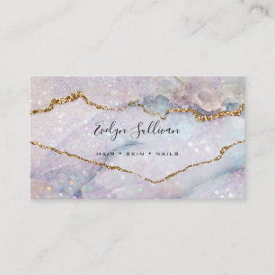 Carte De Visite couleurs pastel veines or marbre