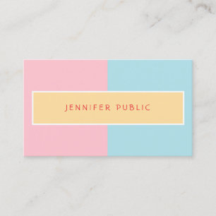 Carte De Visite Couleurs tendance rose Jaune Bleu Élégant Moderne 