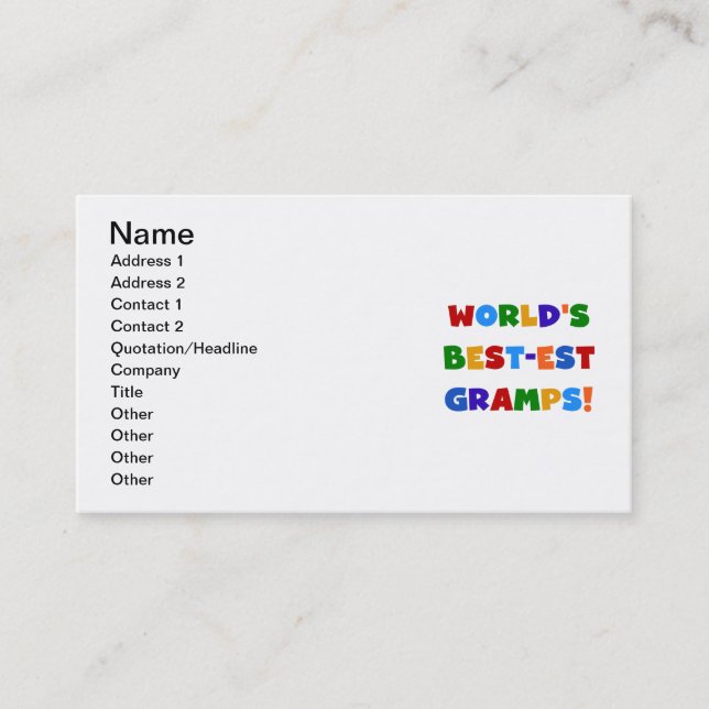 Carte De Visite Couleurs vives Meilleurs Cadeaux Gramps du monde (Devant)