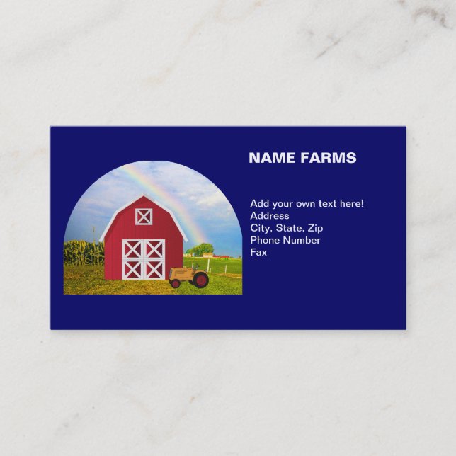 Carte De Visite Country Farm Red Barne Blue Sky Votre nom (Devant)