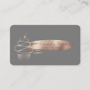Carte De Visite Coup de pinceau professionnel, Cupcake, gris sucré