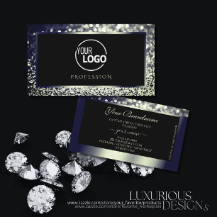 Carte De Visite Coup d'oeil bleu argent Ombre Parties scintillant 