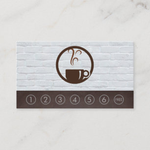 Carte De Visite Coupe de café fraîche brassée   Mur en briques   C