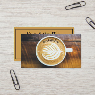 Carte De Visite Coupe de mousse de forme feuille de café sur le no