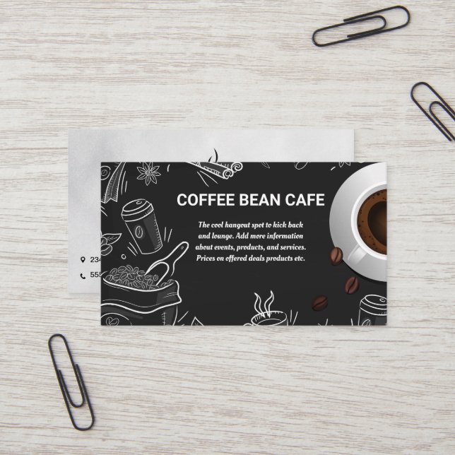 Carte De Visite Coupe du café | Illustrations Café (Devant/Arrière en situation)