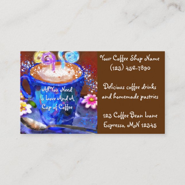 Carte De Visite Coupe Whimsical de café Espresso Latte Shop (Devant)