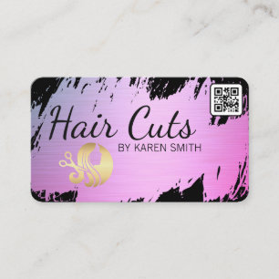 Carte De Visite Coupes de cheveux Or brossé Logo de beauté pou