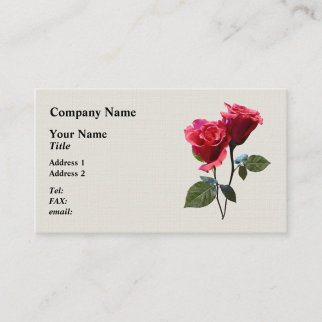 Carte De Visite Couple de roses (Devant)