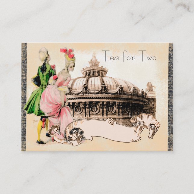 Carte De Visite Couple du XVIIIe siècle avec l'Opéra de Paris (Devant)