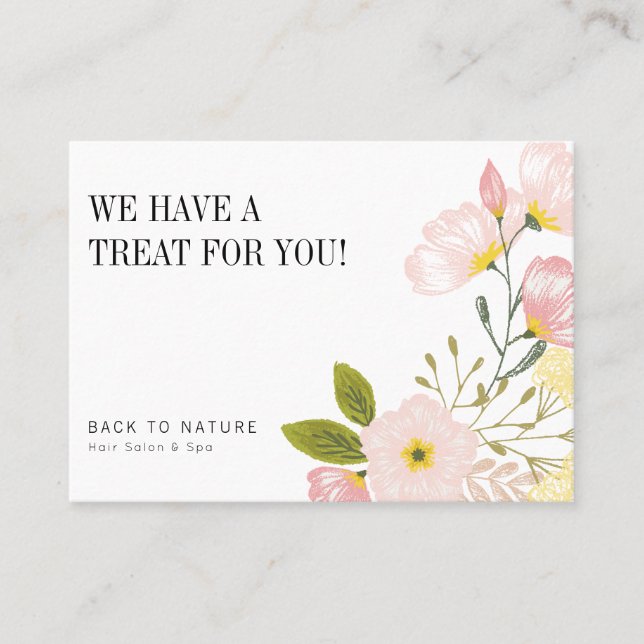 Carte De Visite Coupon floral rose vif - Bons de réduction (Devant)