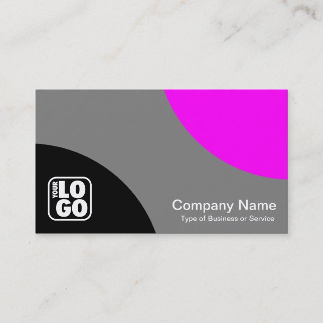 Carte De Visite Courbes alternatives - Noir. Gris et magenta (Devant)