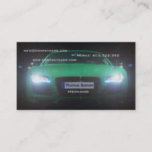 Carte De Visite Coureur vert des véhicules à moteur de lumière de