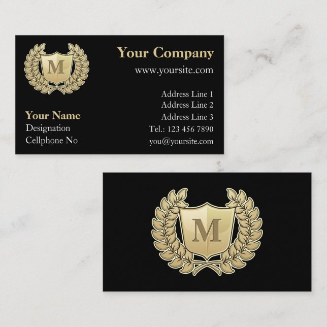 Carte De Visite Couronne avec bouclier (Devant / Derrière)